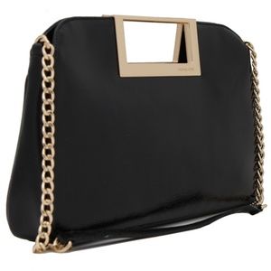 Michael Kors Berkley black and gold clutch